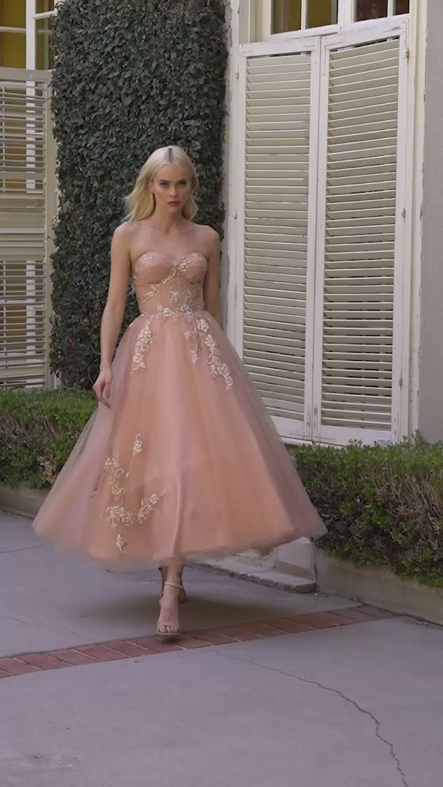 Rose Gold Buttefly Tea Gown | Andrea & Leo Couture
