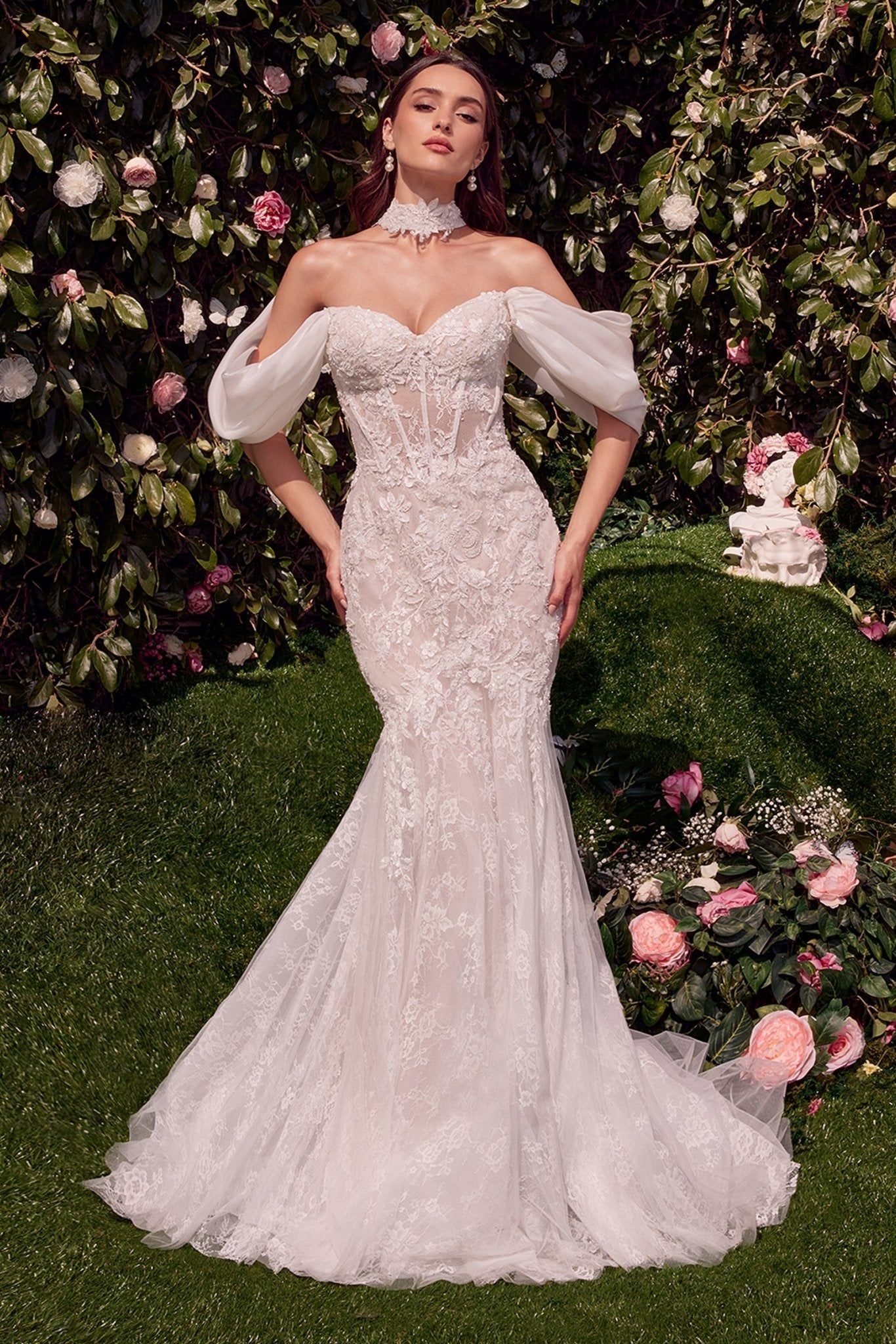 layered lace mermaid wedding dress WL031