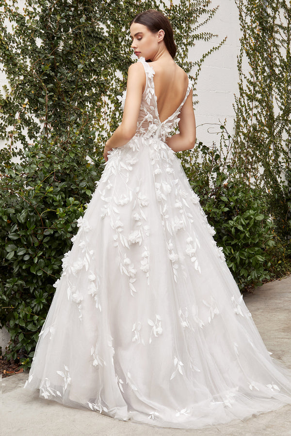Andrea & Leo Gardenia Dress A1028W Shimmer Ball Gown 3D Lace Wedding D –  Glass Slipper Formals