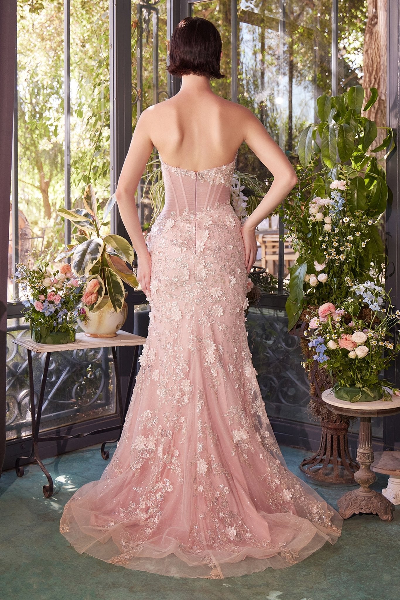 andrea floral applique pleated chiffon maxi dress Andrea Floral Applique Pleated Maxi Dress